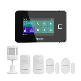BlitzWolf® BW-IS20 Tuya Wireless 2G GSM Wifi Smart Home Security Alarm System Starter Kit With DIY 4.3 Inch Fingerprint Unlock Touch Display Smart Alarm System Hub / 2 * Window & Door Sensors / 1 * Motion Detector / 2 * Remote Controllers
