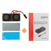 Kit de ventoinha Reroflag Nespi Ultimate Ventilador de refrigeração Kit Dual Fans + Heatsinks para Raspberry Pi 3/2/B+