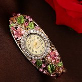 Retro Style Diamant Blumen Armbanduhr