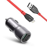 BlitzWolf® BW-SD2 30W QC3.0 2.4A Dual USB Ports Car Charger + BW-MF11 2.4A Lightning Compatible Data Cable Kit For iPhone X XS Max