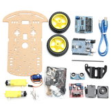 2WD Avoidance Tracking Smart Robot Chassis Car Kit With Speed Encoder Ultrasonic For  UNO R3