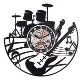 Ретро музыкальные инструменты Игрок Барабаны CDS коробка Виниловая пластинка Настенные часы Декор дома