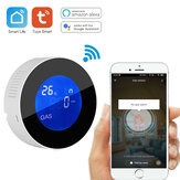 Sensor de alarme de gás natural inteligente Tuya Wifi com função de temperatura, detector de vazamento de gás combustível, display LCD, aplicativo Smart Life