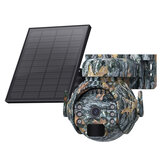 Telecamere solari 3MP 4G WiFi wireless per esterni per monitoraggio animali con vista a 360°, telecamera di sicurezza PTZ mimetizzata