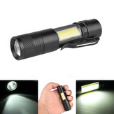 XANES 3504 XPE-Q5 + COB 600 Lumens Mini Lampe de poche LED d'inspection d'urgence pour AA/14500