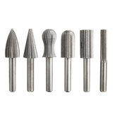6pcs 6mm 1/4 Inch Shank High Speed Steel Rotary File Burrs Bit Grinder Head Carving Tool Set 