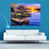 5D Алмазный Картина DIY озеро и дом Пейзаж Вышивка крестом Home Decor