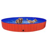 [EU Direct] vidaxl 92601 Foldable Dog Swimming Pool Red 300x40 cm PVC Puppy Bath Collapsible Bathing for Cats Playing Kids Bathtub Pet Supplies