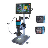 Câmera digital de microscópio USB HAYEAR 14MP da indústria com lente C-mount de zoom 100X, cartão TF de 4GB e monitor LCD de 7 polegadas