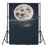 3x5FT Vinyl Moon Star Sea Beach Night Photography Background Backdrop