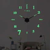 Reloj de pared 3D DIY de 27/37/47 pulgadas. Silencioso, grande, con reloj de cuarzo luminoso para la pared por la noche.
