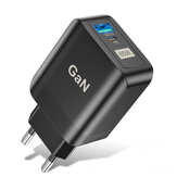 [GaN Tech]USLION 65W 2-Port USB PD Charger Dual 33W USB-A PD3.0 QC3.0 PPS Fast Charging Wall Charger Adapter EU Plug US Plug UK Plug for Xiaomi 12 for Redmi K30 Pro for iPhon13 for Samsung Galaxy S21