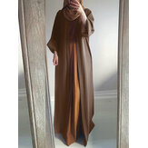 Cardigan vintage solto de cor sólida para mulheres com mangas longas estilo abaya kaftan