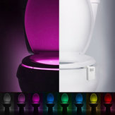 Sensor de la inducción del closestool inteligente 16 colores LED luz movimiento noche lámpara de noche inodoro activado