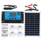 Kit de painel solar de 100W carregador de bateria 12V 10-100A controlador LCD para caravana van barco