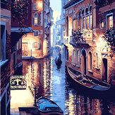 40x50cm бескаркасных Водный Мир Венеции Холст льняной холст картины маслом DIY Paint в цифрах