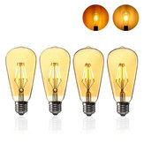 Лампа E27 ST64 4W с покрытием цвета Золото, регулируемая яркость, винтажный дизайн Эдисона с нитью светодиода COB. Напряжение 110/220V