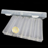 Boîte de rangement pour pièces de monnaie de 27 mm 100PCS, boîtier rond transparent portable