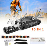 16-in-1 Multifunktions-Fahrradreparaturwerkzeug-Kit mit Schleiffolie, Drehmomentschlüssel und Schraubendreher