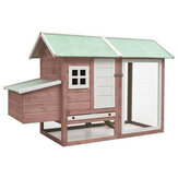 [EU Direct] vidaXL 170862 Chicken Cage Mocha 170x81x110 cm Solid Pine & Fir Wood Pet Supplies Rabbit House Pet Home Puppy Bedpen Fence Playpen