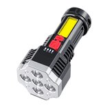 BIKIGHT 5-Cores Super Bright ABS Housing Flashlight with COB Side USB Rechargeable & Power Indicator Waterproof Work Light Camping Tent Light