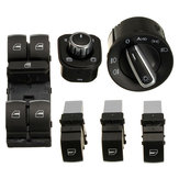 Conjunto de 6 interruptores de ventana de faros y espejos cromados para VW Passat B6 CC Golf Jetta