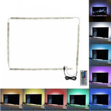 2*50cm + 2*100cm Faixa de LED USB para retroiluminação de TV com mudança de cor RGB 5050 Lâmpada + Controle Remoto 24Keys/44Keys