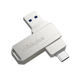 Memoria USB Lenovo ThinkPlus MU252 Type-C & USB3.1 de 32G o 64G con interfaz metálica, resistente al agua y al calor, rotación de 360°, transmisión rápida de datos, memoria portátil U Disk