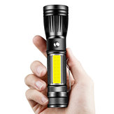 Shenyu A-GT01 T6/L8 COB + LED Dual Light USB oppladbar zoombar lommelykt