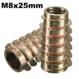 5Pcs M8x25mm Hex Drive Screw In Threaded Insert For Wood Type E 