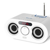 Loci D68ホワイトFM USB AUX TFワイヤレスクロックステレオBumping BassスピーカーDual Speaker Alarm Clock