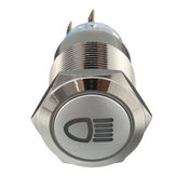 12V 19mm Silver Metal LED Push Button ON OFF Latching Switch Light Symbol 