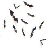 12Pcs Halloween Bat Sticker Set PVC 3D Decorative Scary Bats Wall Sticker For Halloween Eve Decor Home Window Decoration