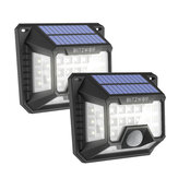 2db BlitzWolf BW-OLT3 kültéri napelemes lámpák 32 VEZETTE 120 °PIR érzékelős, széles szögű vízálló fali lámpa kerti út udvari biztonsági lámpához
