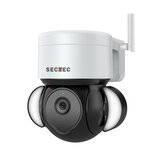 Kamera zewnętrzna SECTEC 2MP/5MP z czujnikiem ruchu, wifi, kolorową wizją nocną, ochroną przed deszczem i dwukierunkowym audio, która działa z aplikacją Tuya APP jako urządzenie bezprzewodowe do monitorowania domu i jego bezpieczeństwa.