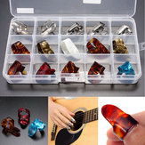15 pz di plettri per chitarra multicolori in acciaio inossidabile e celluloidi, per pollice e dita con custodia