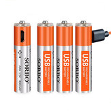 4PCS SORBO 1.5V 400mAh Batería recargable AAA Lipo con cable de carga 4 en 1