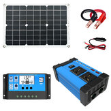 Zestaw systemu zasilania słonecznego: 18W panel słoneczny, 300W falownik, kontroler 30A, ładowarka akumulatora panelu słonecznego