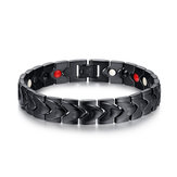 Men Punk Magnetic 316L Stainless Steel Black Bracelet 