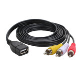 1,5 m USB-Buchse zu 3 Cinch-Stecker Audiokabel Buchse zu Stecker AV-Kabel Anschlusskabel