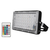 Foco LED RGB de 50W con 50 LEDs a prueba de agua IP65 para exteriores y con control remoto, soporta AC220~240V.