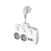 LDNIO Multi-socket Stekkerdoos 2 EU Outlet met 3 USB 1 Type-C-poort Meervoudige stopcontactschakelaar Europese Splitter-aansluiting