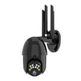 Guudgo 1080P 10LED 5X Zoom HD Outdoor PTZ IP Camera Two Way Audio Voice Alarm Wifi Camera Auto Waterproof Night Vision  Surveillance Black