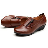 Tamaño de EE. UU. 6-12 Big Sze Nuevo Mujer Soft Zapatos cómodos de tacón de cuña de cuero casuales Zapatos sin cordones de moda