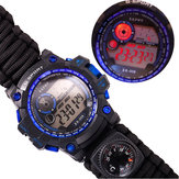 7 In 1 Survival Horloge Camping Multifunctioneel Kompas Datum Alarm Paracord Armband LED Backlight Gadget EDC Tool