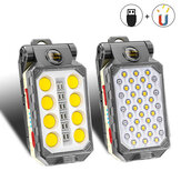 Bikight® Przenośna latarka LED na baterie COB z możliwością ładowania przez USB, regulowana, wodoodporna, z magnesem i wyświetlaczem mocy
