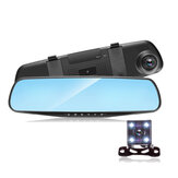 4.3-calowy rejestrator wideo samochodowy DVR z podwójnym obiektywem 1080P, kamera w lusterku wstecznym