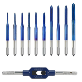Drillpro 11Pcs Blue Nano Thread Tap with Adjustable Tap Wrench M1-M3.5 HSS Metric Plug Tap Screw Tap Drill Machine Tap