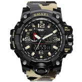 SMAEL 1545 Wasserdichte Camouflage Military PU Digitaluhr LED Digital Dual Display Elektronische Uhr