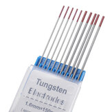 Conjunto de 10 eletrodos de tungstênio para soldagem TIG WT20 1,0 / 1,6x150mm com ponta vermelha